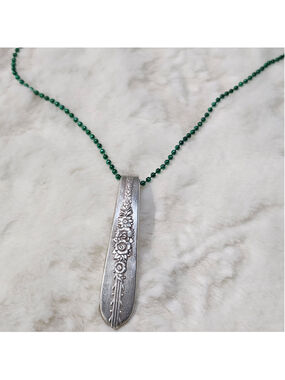 Floral Spoon Pendant Necklace Handmade Fashion Jewelry Ball Chain